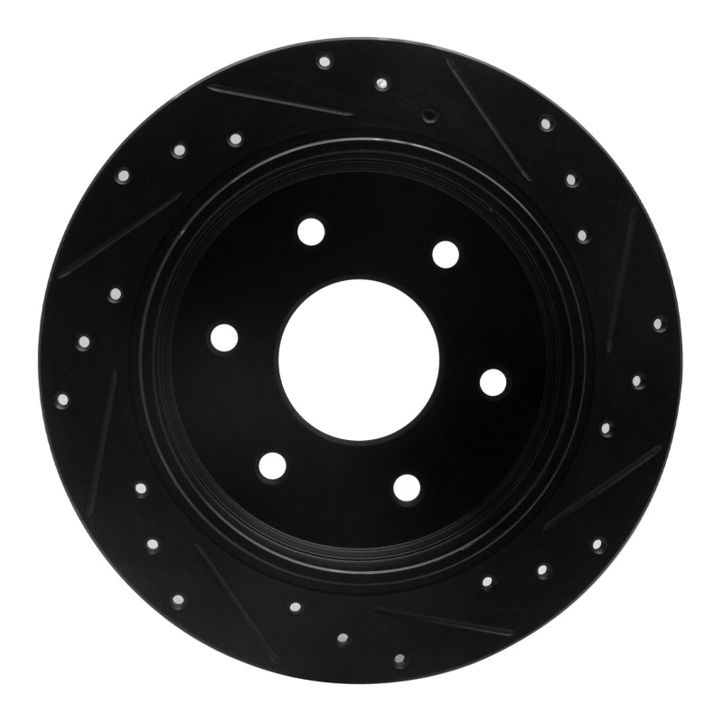 Infiniti QX56 Brake Rotor (1) - Rear Left - R1 Concepts - Drilled & Slotted - Black - `04-`15